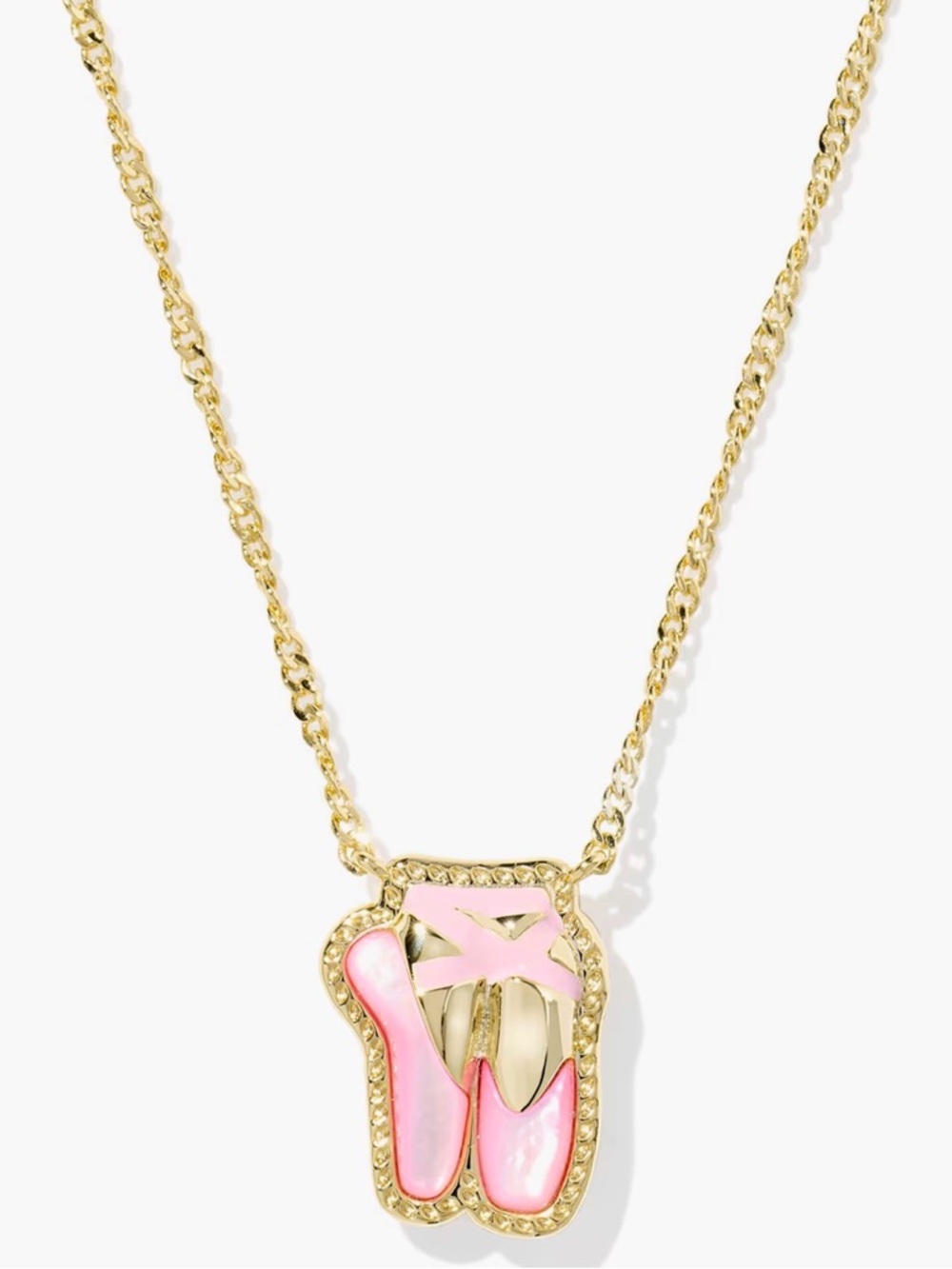 Kendra Scott Gold and Pink Ballet Slipper Pendant Necklace